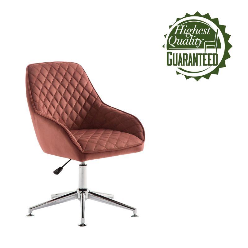 Porthos Home Vinita Height Adjustable Swivel Office Chair, Velvet Upholstery - Grey