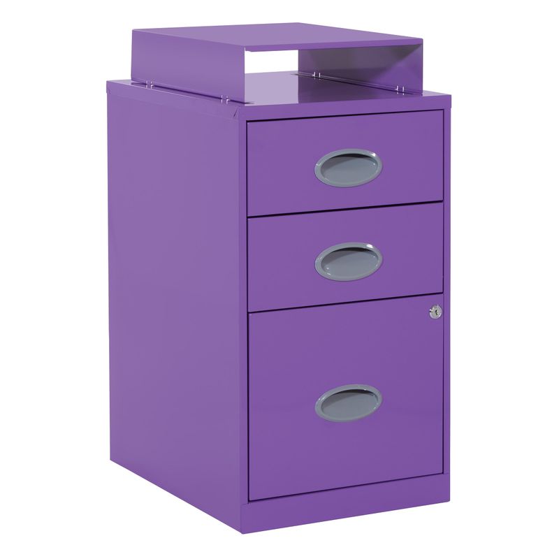 Metal File Cabinet - Purple 3 Drawers