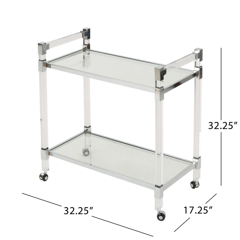 Mirren Modern Glass Bar Trolley by Christopher Knight Home - Clear - Plastic/Glass