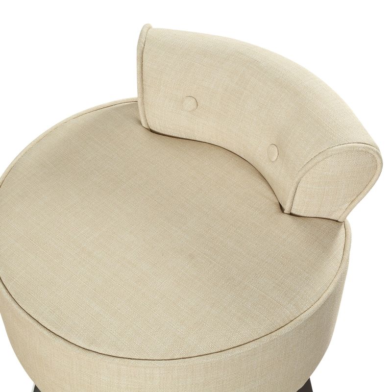 Copper Grove Meghri Linen-upholstered Vanity Stool with Rolled Back and Nailhead Trim - Cream White