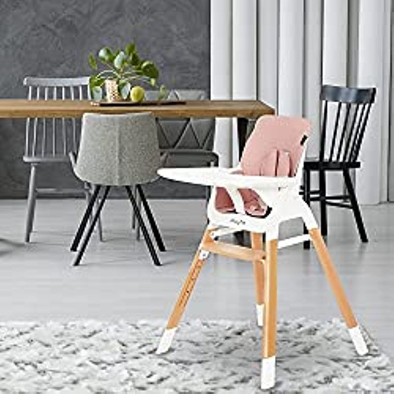Dream On Me Nibble Wooden Compact High Chair in Pink| Light Weight | Portable |Removable seat Cover I Adjustable Tray I Baby and Toddler