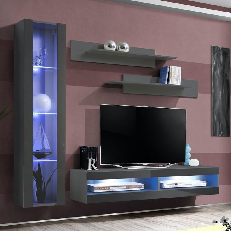 Fly G 34TV Wall Mounted Floating Modern Entertainment Center - Gray - G2