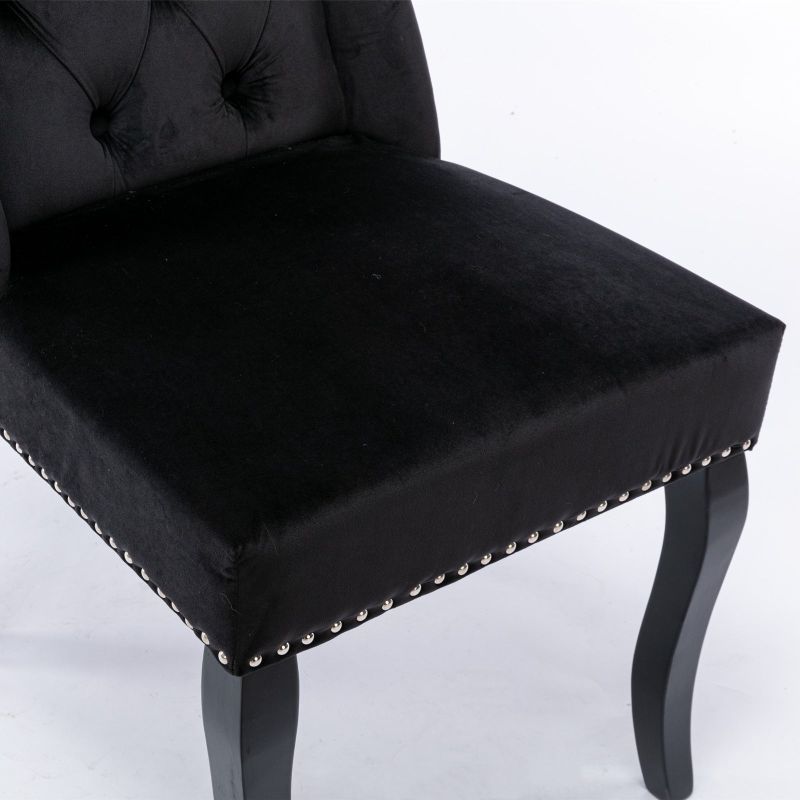 Dining Chair Traditional Tufted Upholstered Side Chair Set of 2 - 25.6*19.7*39 inch - Black