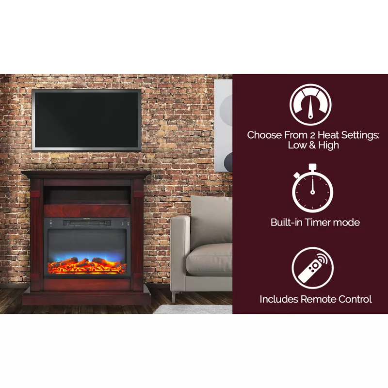 23-In. x 17.1-In. x 5-In. Multi-Color LED Electric Fireplace Insert with Charred Faux Logs