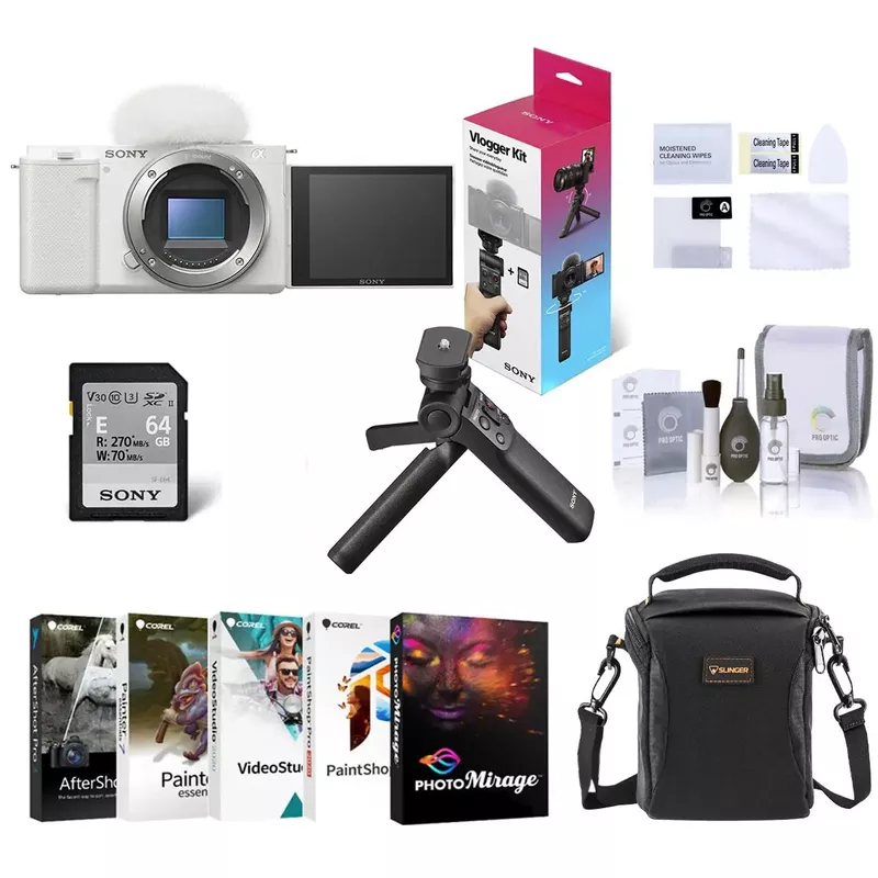 Rent to own Sony ZVE10 Mirrorless Camera Body, White, Bundle with