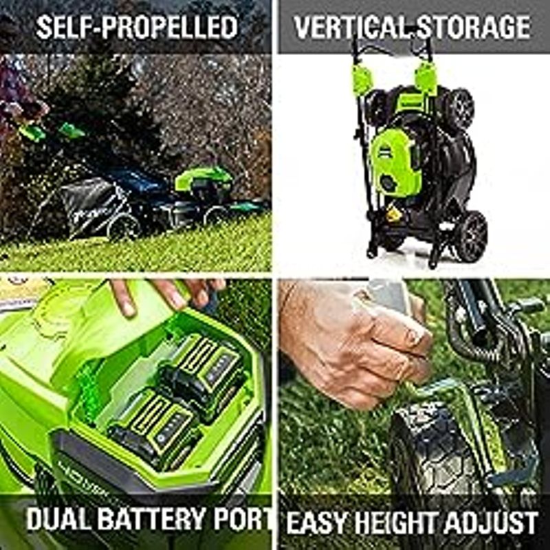 Greenworks 40V Brushless Self-Propelled Lawn Mower, 21-Inch Electric Lawn Mower, 5.0Ah Battery and Charger Included