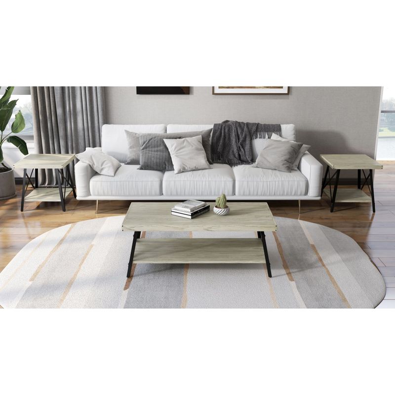 Carbon Loft Oliver Modern Rustic Wood Coffee Table - Brushed Grey