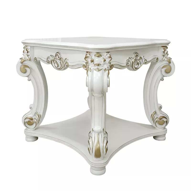 ACME Vendome End Table, Antique Pearl Finish