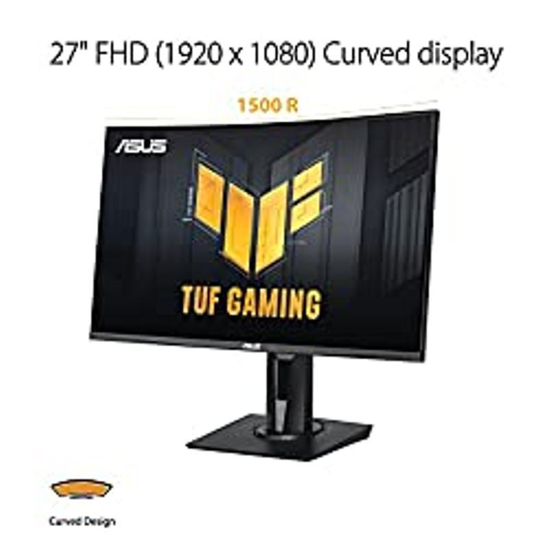 ASUS 27 1080P TUF Gaming Curved HDR Monitor (VG27VQM) - Full HD, 240Hz, 1ms, Extreme Low Motion Blur, Adaptive-Sync, Freesync Premium,...