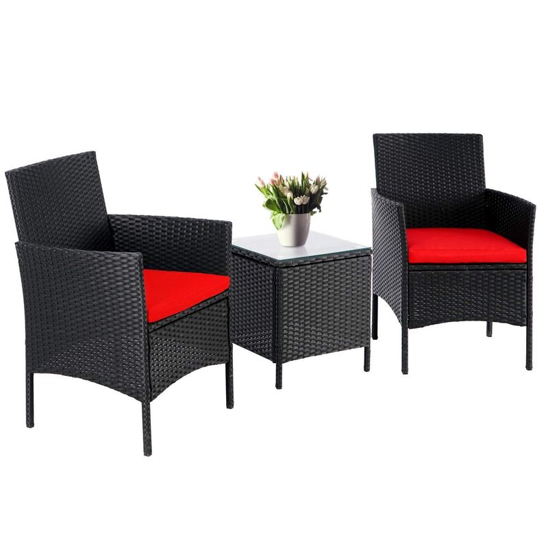 Pheap Outdoor 3-piece Cushioned Wicker Bistro Set by Havenside Home - Crimson