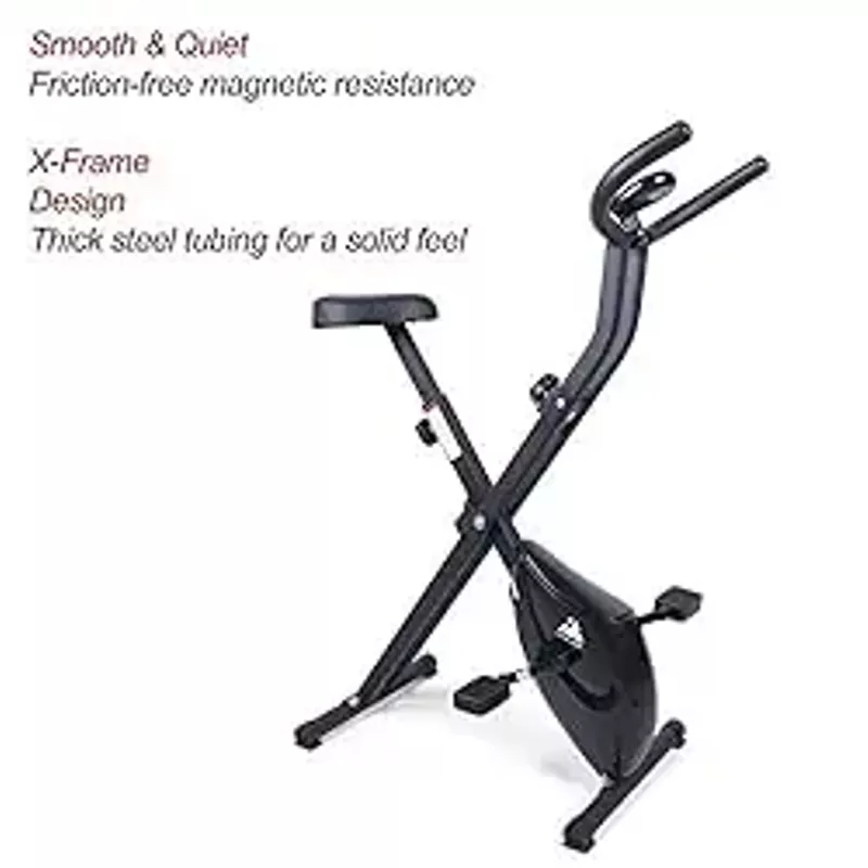 Foldable Exercise Bike Foldable Magnetic Upright Bike with 8 Resistance Levels, Cardio-Training Bike Indoor Cycling Bike for Adults