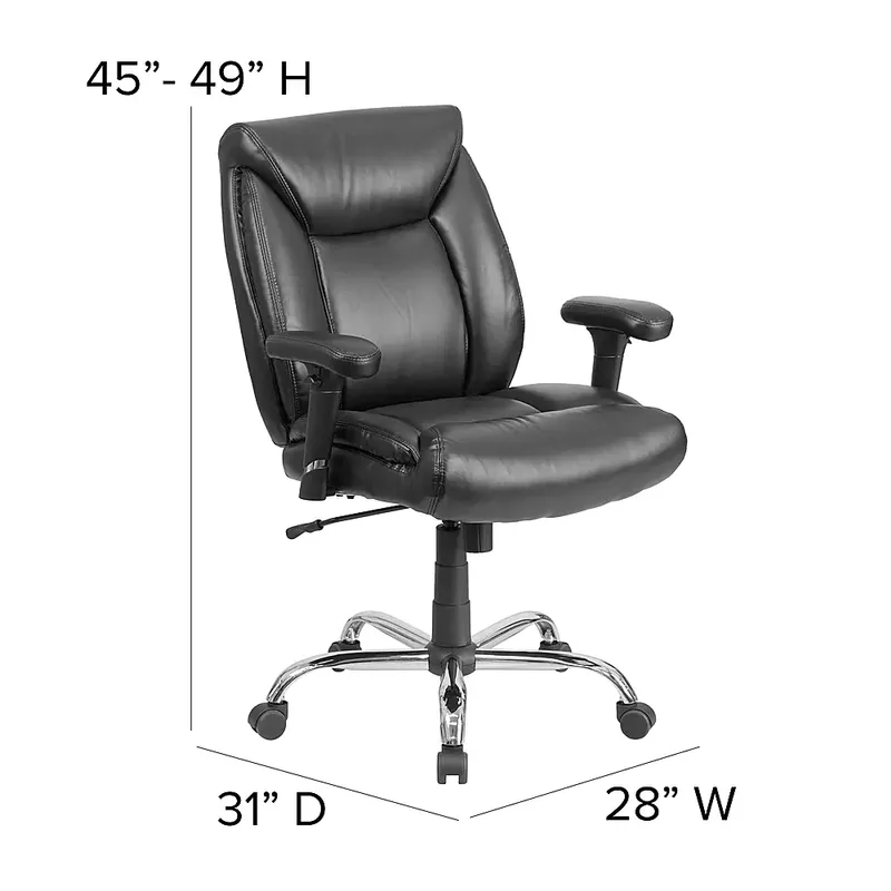 Flash Furniture - Hercules Contemporary Leather/Faux Leather 24/7 Big & Tall Swivel Office Chair - Black LeatherSoft