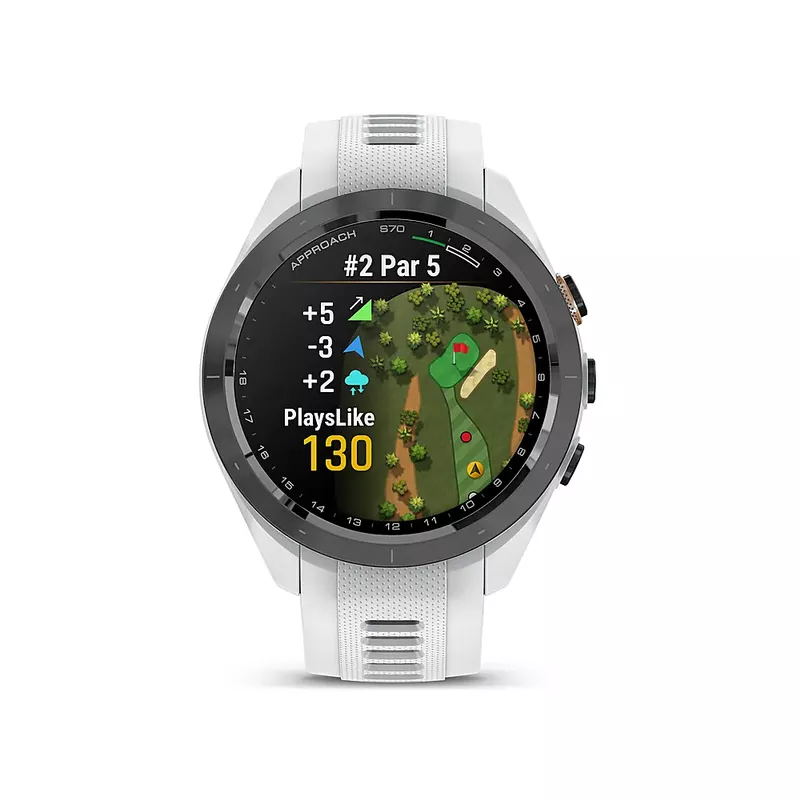 Garmin - Approach S70 GPS Smartwatch 42mm Ceramic - Black Ceramic Bezel with White Silicone Band