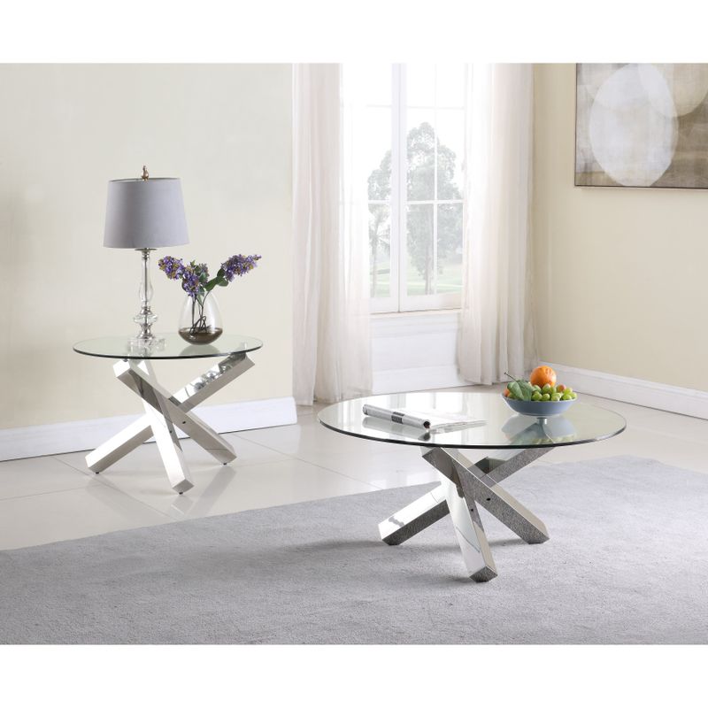Somette 26" Round Glass Top Lamp Table - Clear - Glass