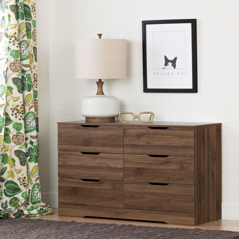 South Shore Holland 6-Drawer Double Dresser - Natural Walnut