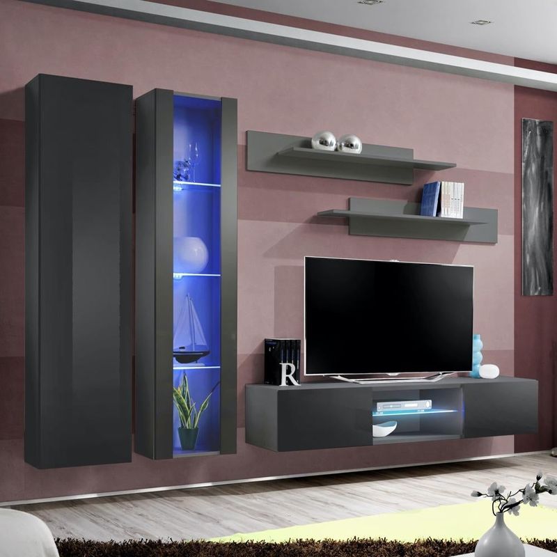 Fly A 33TV Wall Mounted Floating Modern Entertainment Center - Gray - AB2