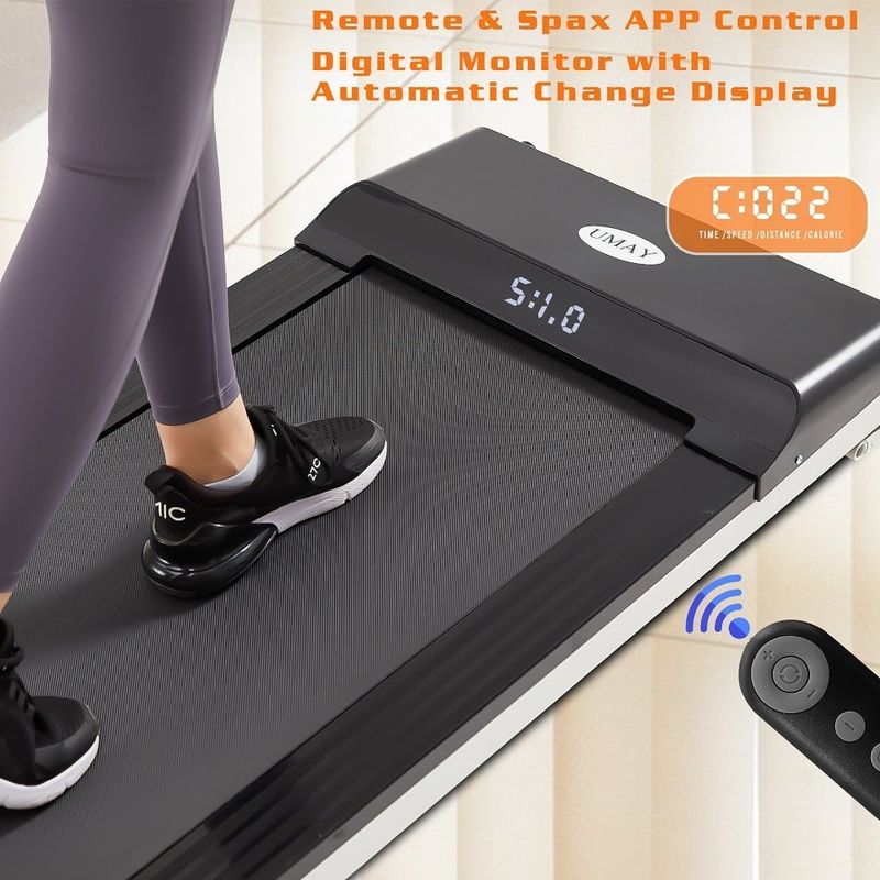 Portable Treadmill, Slim Treadmill with LED Display and Sport APP - Black