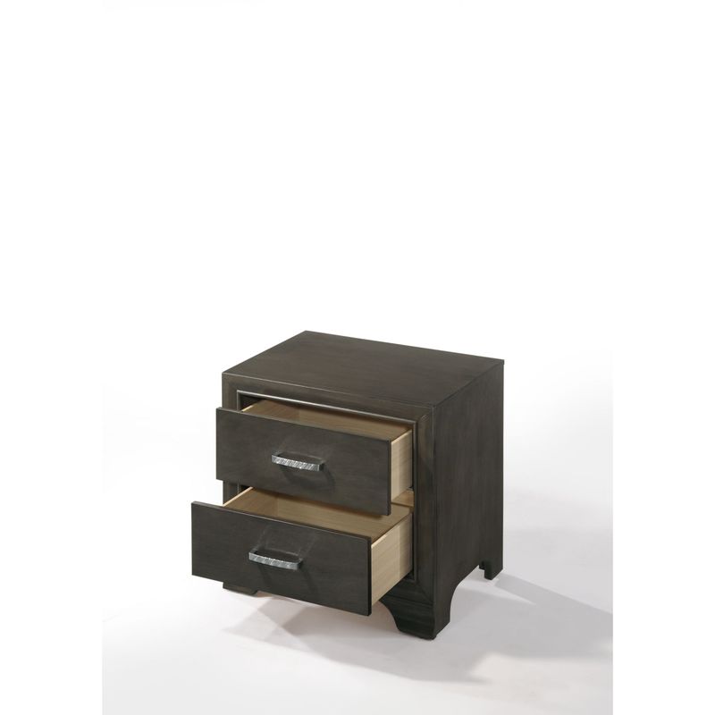 Acme Caren 2-Drawer Nightstand in Charcoal - 2-drawer - Charcoal