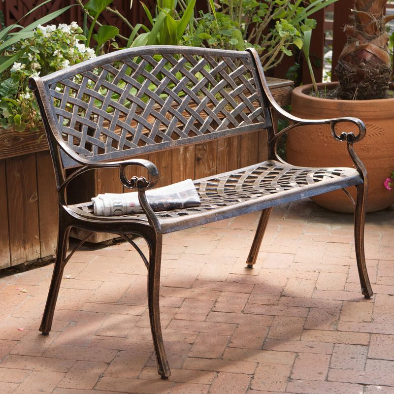 Cozumel Copper Cast Aluminum Bench by Christopher Knight Home