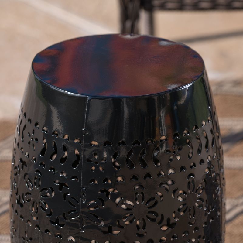 Ruby Outdoor 12-inch Lace Cut Iron Side Table by Christopher Knight Home - Black