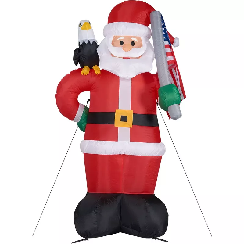 7.9ft Inflatable Santa with Eagle and American Flag with Lights