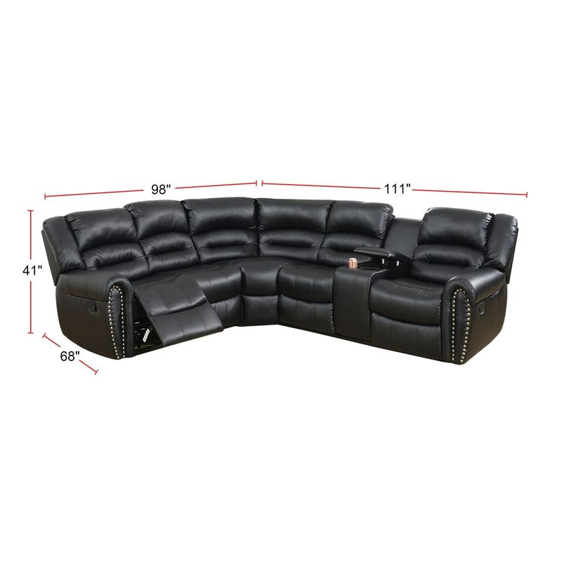 Bonded Leather Motion Sectional - Black