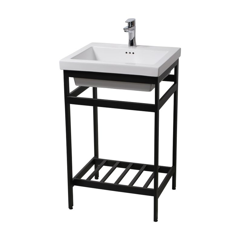 New South Beach 21 Stainless Steel Open Console with Sink Set - Satin Black