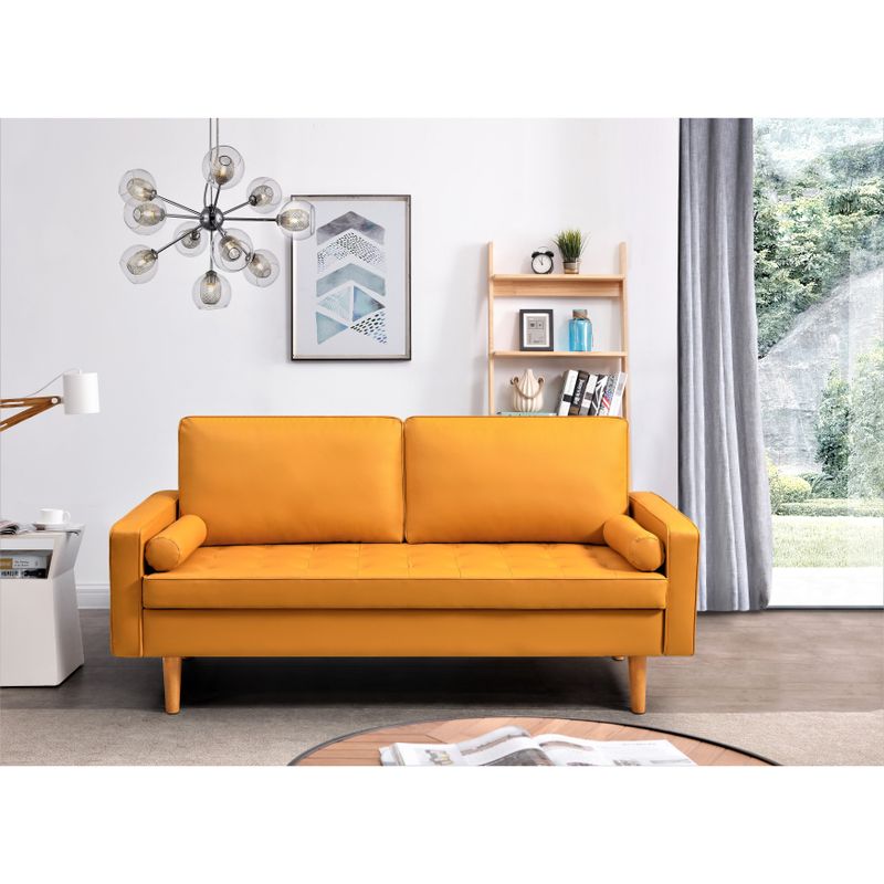 Rumaisa 2 Piece Faux Leather Foam Living Room Set - Red Orange