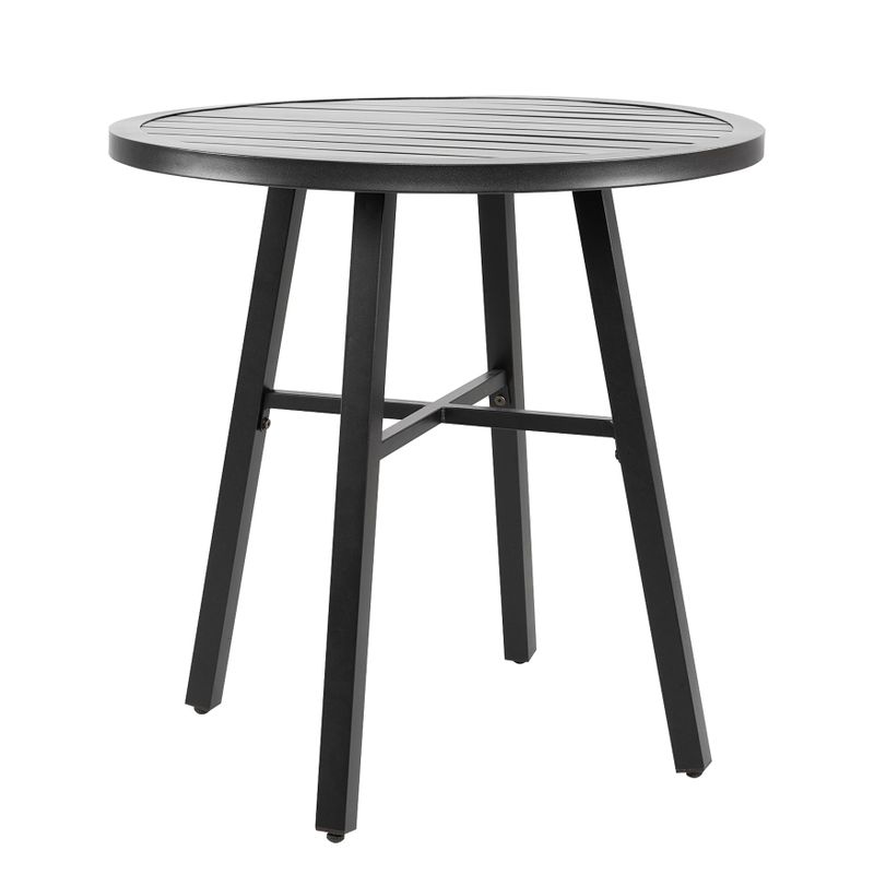 NUU GARDEN Patio Furniture Set for 3, a Slatted Round Table (Black) - Antique Black