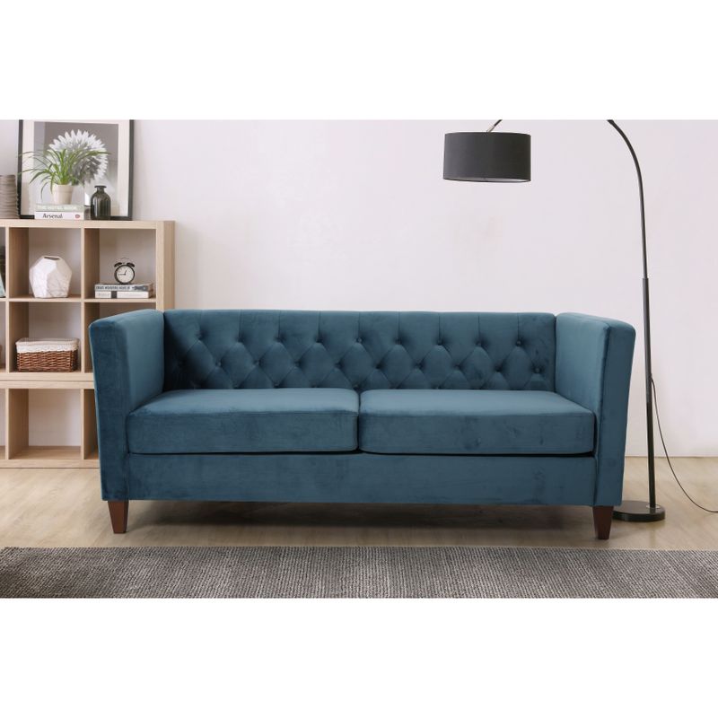 Lisette Velvet 3PCs Living Room Set - Blue