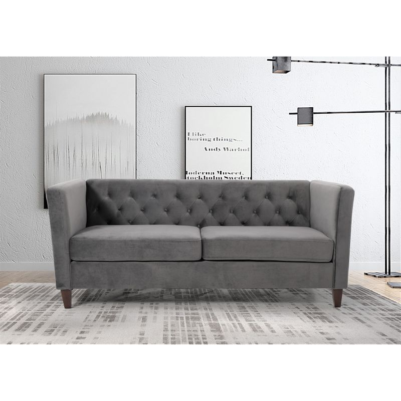 Lisette Velvet 2PCs Living Room Set Sofa & Loveseat - Black