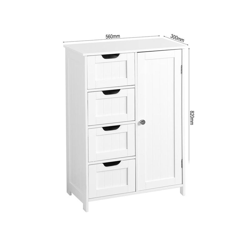 Merax White Bathroom Storage Cabinet with Adjustable Shelf and Drawers - White