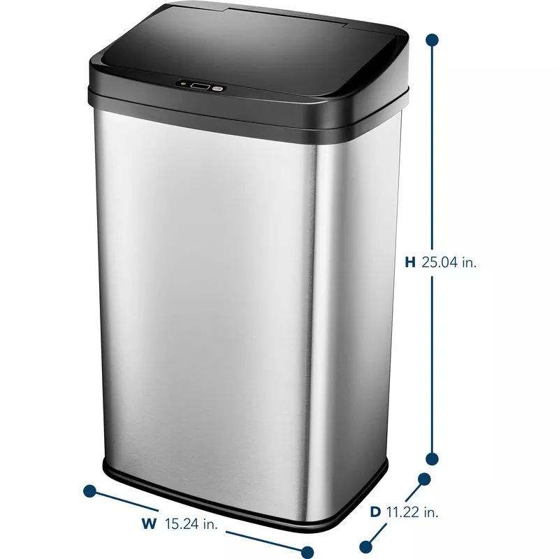 Insignia™ - 13 Gal. Automatic Trash Can - Stainless Steel