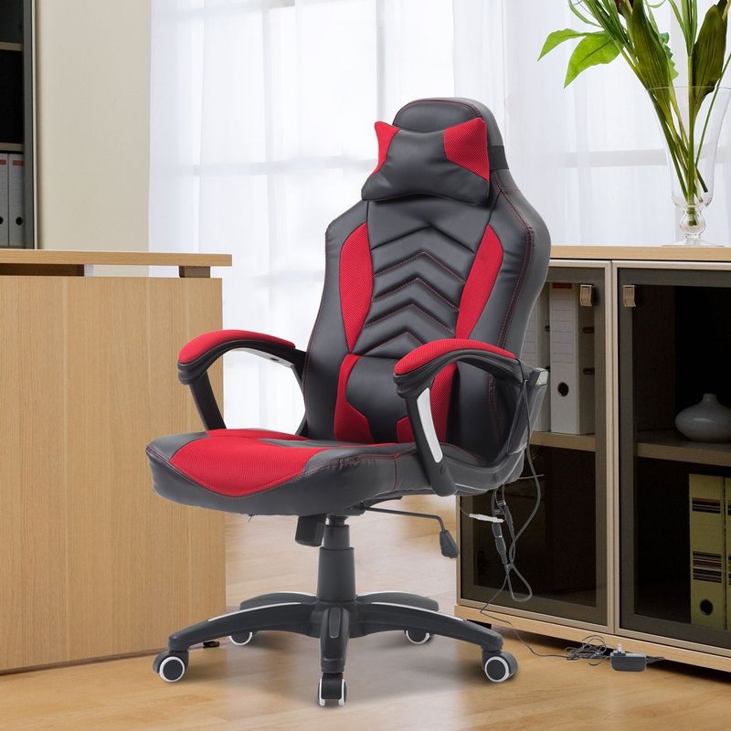 HomCom Racing Style Ergonomic Gaming Chair With Lumbar Support - Red / Black - Red/Black