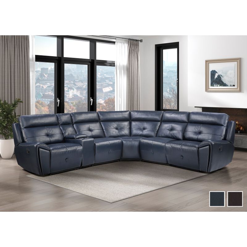 Veilleux 6-Piece Modular Reclining Sectional Sofa - Navy Blue