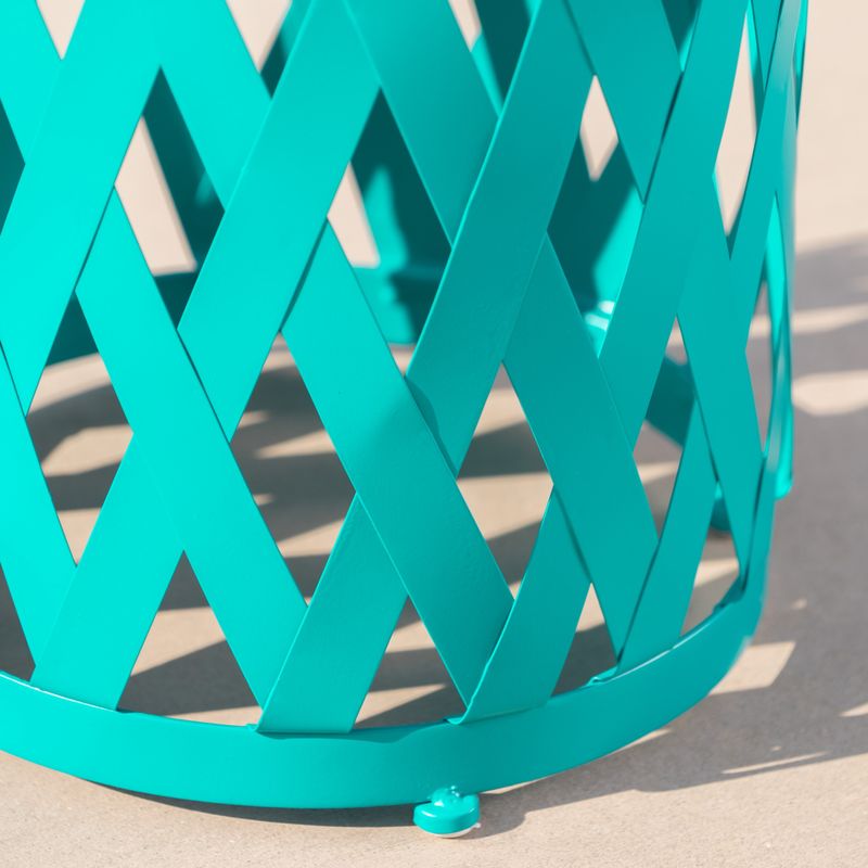 Selen Outdoor 12-inch and 14-inch Lattice Nested Side Table Set by Christopher Knight Home - Matte Teal