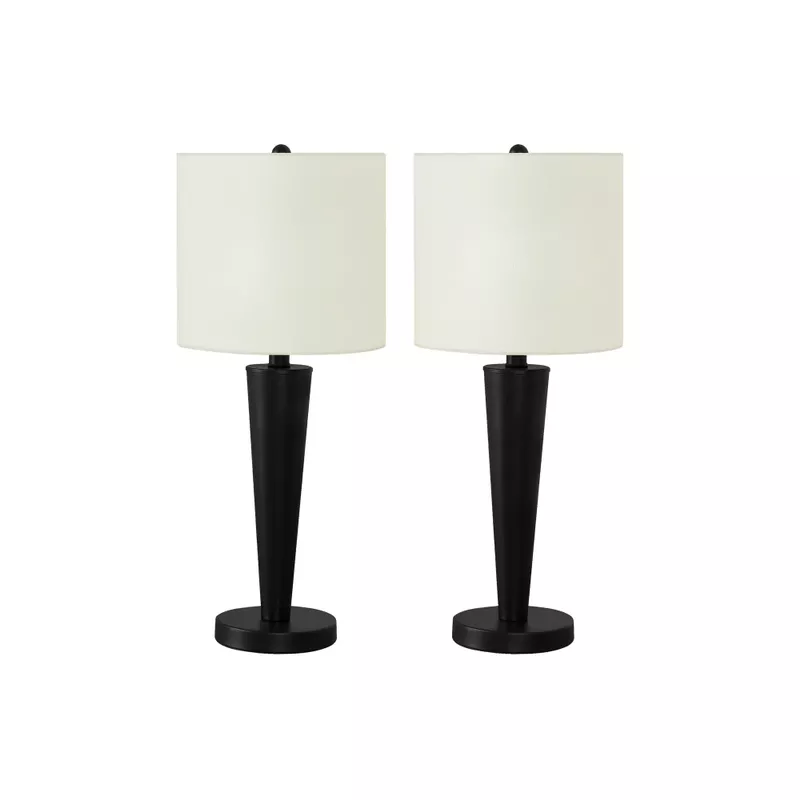 Lighting - 2Pcs/24"H Table Lamp Black Metal / Ivory / USB