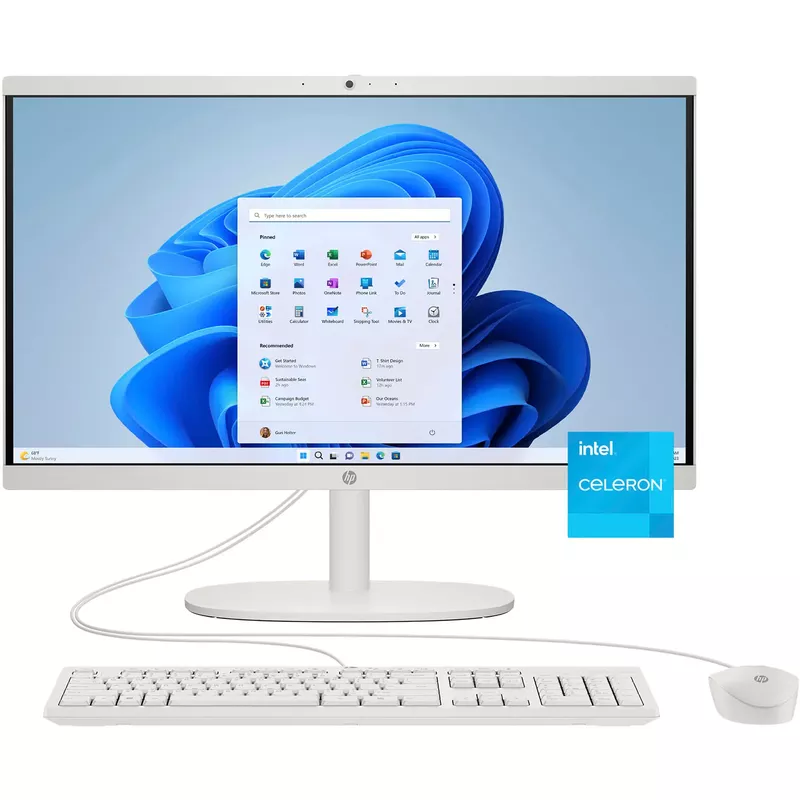 HP - 21.5" Full HD All-in-One - Intel Celeron - 4GB Memory - 128GB SSD - Cashmere White