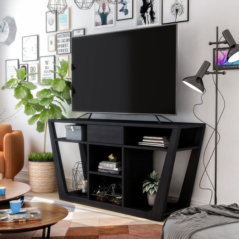 Furniture of America Dionte Modern 60-inch 6-shelf 1-drawer TV Stand - White Oak