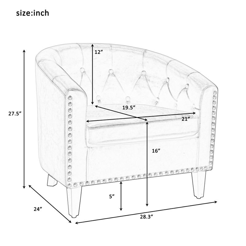 GZMR PU Leather Tufted Barrel Chair - Tan