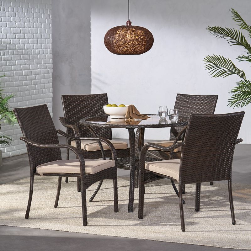 San Pico Wicker Outdoor 5-piece Dining Set by Christopher Knight Home - Grey