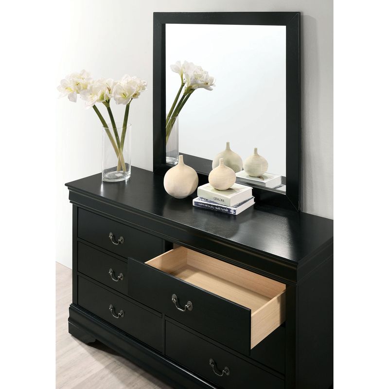 Furniture of America Lavina Contemporary 6-Drawer Dresser with Mirror - Black
