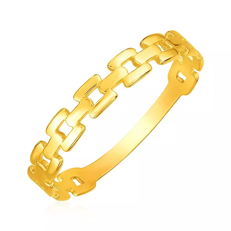 14k Yellow Gold Chain Link Ring (Size 7)
