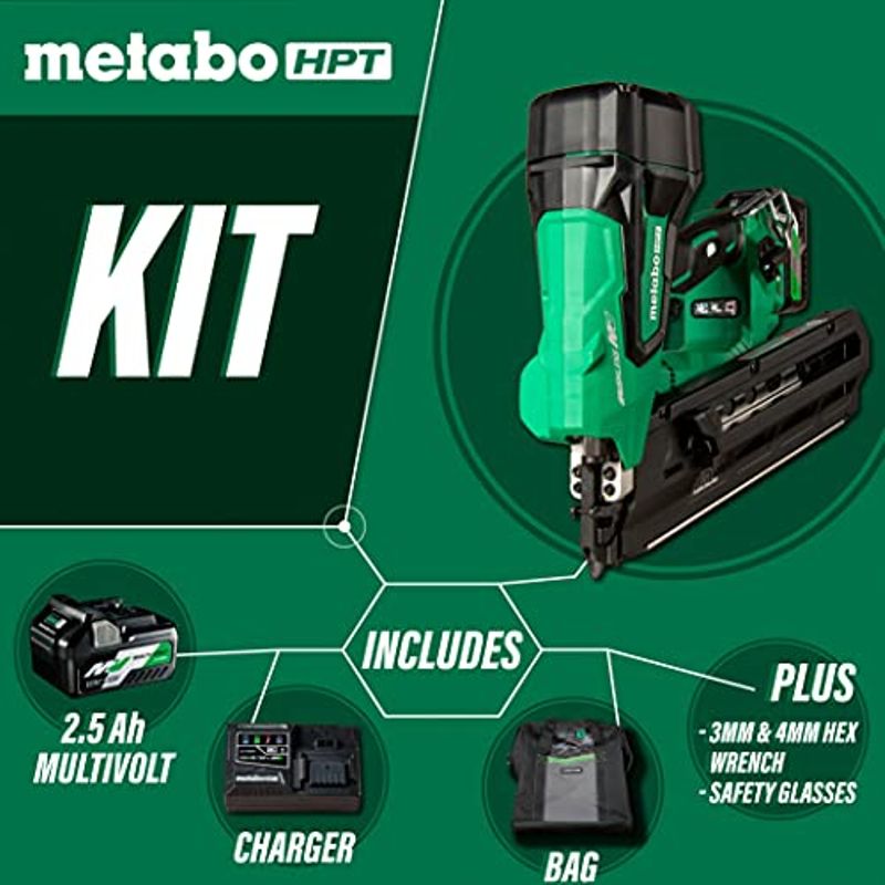 Metabo HPT 36V MultiVolt Cordless Framing Nailer | Uses 21 Degree Full Round Head Plastic Strip Nails | Includes Battery and Charger |...