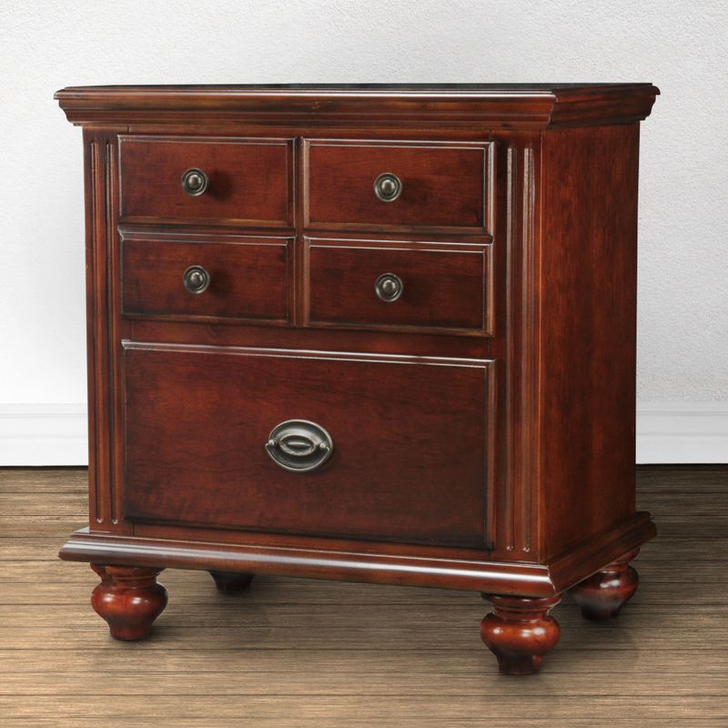 Furniture of America Alianess European Style 2-drawer Cherry Nightstand - Cherry