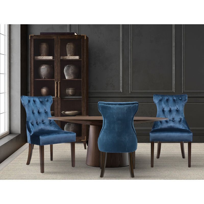 Chic Home Bronte Velvet Modern Contemporary Button Tufted Dining Chair - Blue
