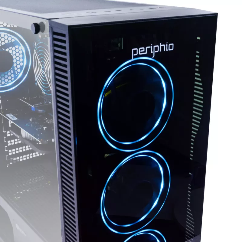 Periphio Gaming Desktop Computer Tower PC, Intel Quad Core i5 3.1GHz, 8GB RAM, 120GB SSD + 1TB 7200 RPM HDD, Windows 10, GeForce GTX 1650 4GB Overclocked Edition Graphics Card RGB HDMI Wi-Fi