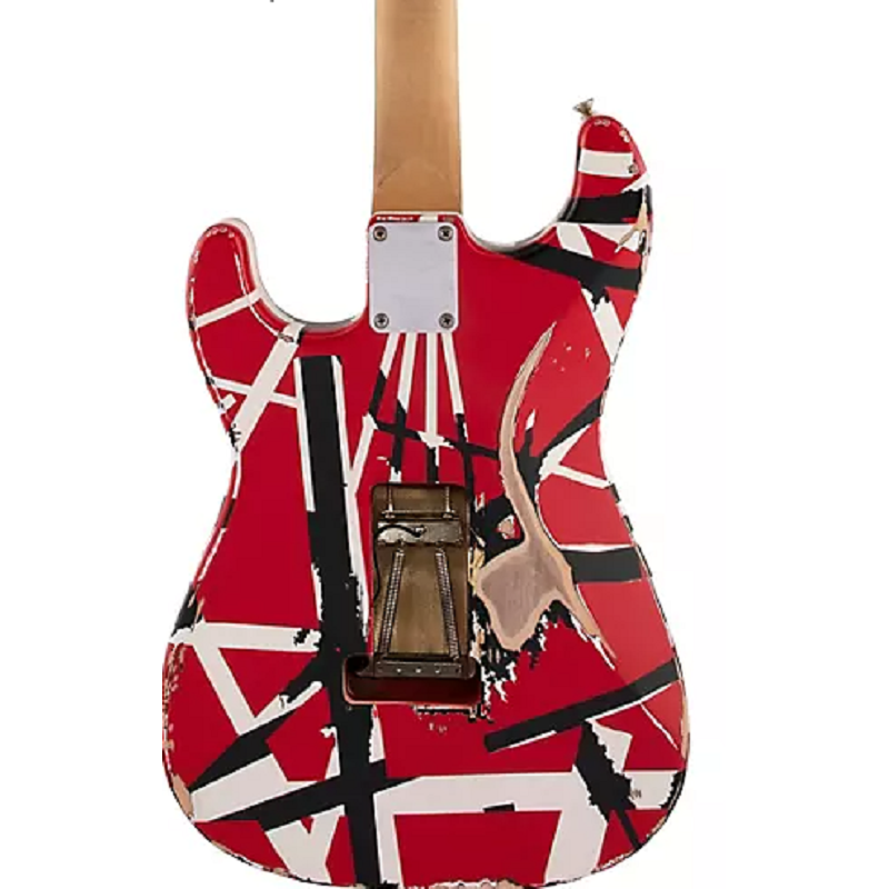 EVH Striped Series Frankie Electric Guitar. Red/White/Black Relic