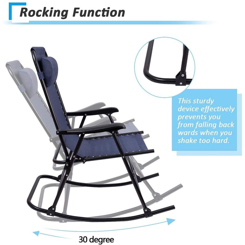 Homall Patio Rocking Chair Zero Gravity Chair Outdoor Folding Recliner Foldable Lounge Chair Outdoor Pool Chair - Grey