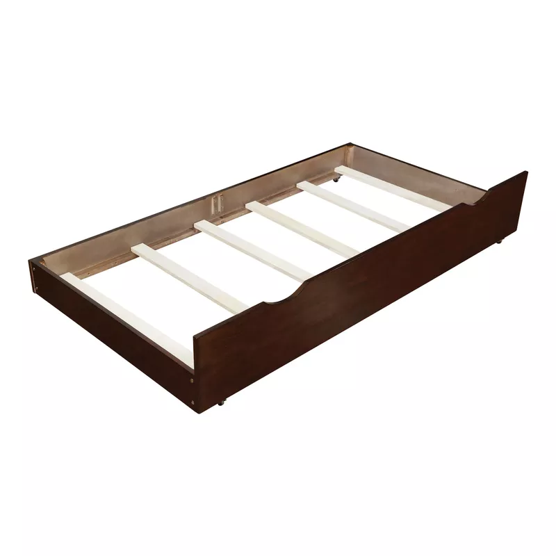 Transitional Solid Wood Kids Trundle in Brown Cherry